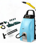 Heavy Duty Steam Cleaner With 3.5L Tank And 2500W Motor for restaurant kitchen, featuring various attachments and hoses.