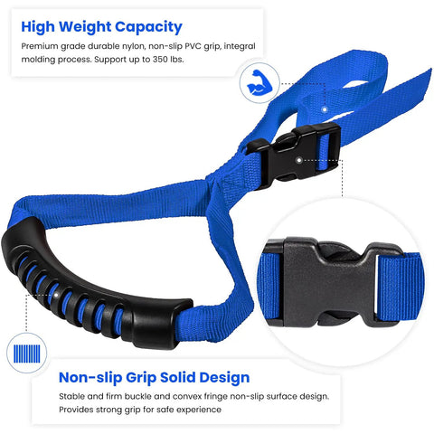 Adjustable Vehicle Grab Handle With Rock Solid Non Slip Nylon Grip For Effortless Car Entry Exit Standing Support Aid Bar For Seniors Pregnant Passengers Universal Mount Blue Two Pack