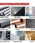 Various materials suitable for Hole Saw Kit 1.5 Inch Cutter With Carbide Tip 38mm Diameter For Cutting Stainless Steel Iron Copper Brass Includes L Wrench And 2 Pilot Drill Bits Ready To Use Metal Hole Cutting.