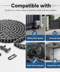 20 Ft #41 Roller Chain With 2 Links Heavy Duty Corrosion Resistant Interchangeable Replacement For Driven Slide Gate Operator And Conveyor System Reliable Performance For Outdoor Use. Chain shown compatible with gate operators.