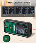 Ultra Precise Laser Distance Meter With 165 Feet Range, Dual Bubble Levels, Backlit LCD, Pythagorean Mode display