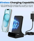Stealth Mode Wireless Charger Packed With A Hidden 2K Spy Camera Featuring 160 Degree Wide Angle Viewing Smooth Night Vision Motion Alerts And App Controls For A Clutch Everyday Security Routine At Home Or Work, showing wireless charging dock with smartphone.