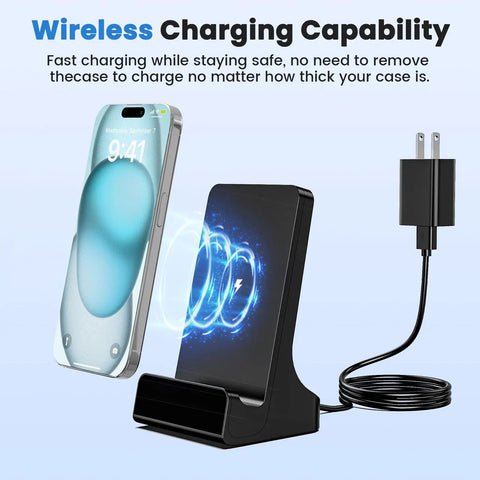 Stealth Mode Wireless Charger Packed With A Hidden 2K Spy Camera Featuring 160 Degree Wide Angle Viewing Smooth Night Vision Motion Alerts And App Controls For A Clutch Everyday Security Routine At Home Or Work, showing wireless charging dock with smartphone.