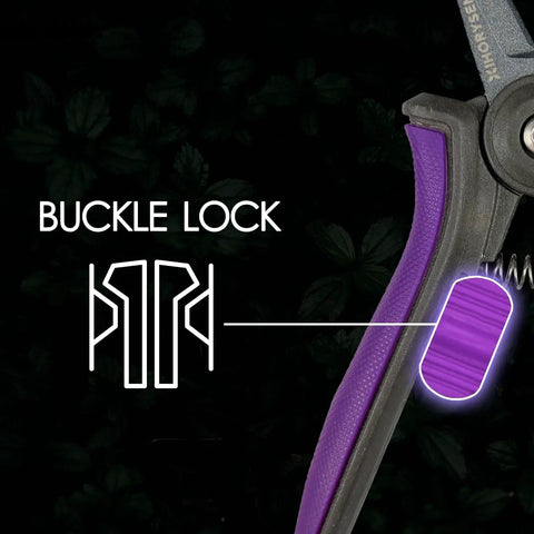 Nonstick Resin-Resist Micro-Tip Garden Snips 6 Inch Fluorine-Coated Scissors Pruning Shear with buckle lock close-up