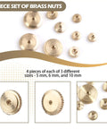 Brass Clock Hand Nut Set 9-Piece For Grandfather Clocks And Movements With Knurled Serrated Edge Fits 5mm 6mm And 10mm Dial Hands