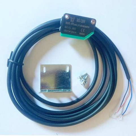 Compact Diffuse Photoelectric Sensor With Background Suppression, Sensing Range 5 To 350 mm, 10 To 30 VDC, cable and mounting parts