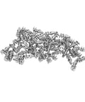 Heavy Duty Double Head Tire Studs 50 Pc Pack Tungsten Steel Anti Skid Screws scattered on a white background.