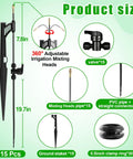 360 Degree Adjustable Misting Heads With Stakes 15 Pack For Garden Irrigation System Atomizing Sprinkler Emitters diagram