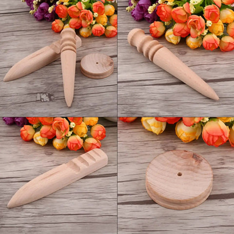 Multi Size Wood Leather Edge Burnisher And Slicker Set, Solid Unfinished Polish Sticks for precise leather edge refining.