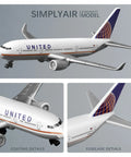 1/400 United Airplane Model Kit For Collectors, No Assembly Required, Alloy Body With Plastic Base, 5.6 Inch Length And 5 Inch Wingspan, Perfect Display Piece For Desk Or Shelf