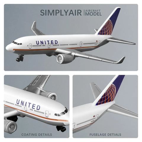 1/400 United Airplane Model Kit For Collectors, No Assembly Required, Alloy Body With Plastic Base, 5.6 Inch Length And 5 Inch Wingspan, Perfect Display Piece For Desk Or Shelf