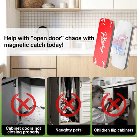 Ultra Thin No Drill Magnetic Cabinet Door Catch Set, 15 Pairs, Strong Adhesive Magnets Closers, Stainless Steel Rustproof Latches