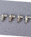Four elbow grease fittings from 45 Piece Grease Fitting Assortment Kit With Straight Bend And Elbow Styles For Hydraulic Systems And Machinery Maintenance
