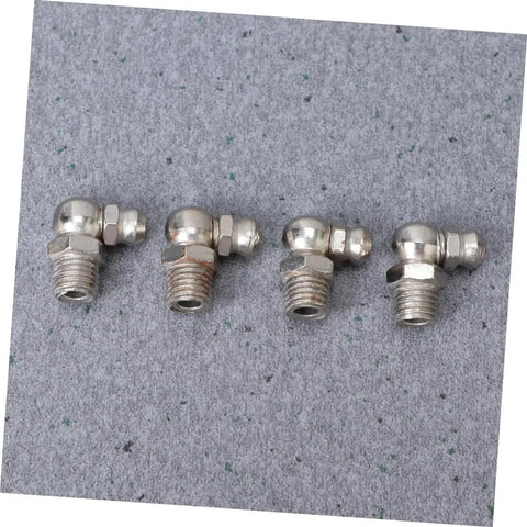 Four elbow grease fittings from 45 Piece Grease Fitting Assortment Kit With Straight Bend And Elbow Styles For Hydraulic Systems And Machinery Maintenance