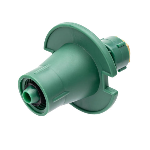 No Fuss Premium 10 Pack Plastic Flush Pop Up Sprinkler Heads With Bombproof Brass Full Spray Nozzle, individual green sprinkler part.