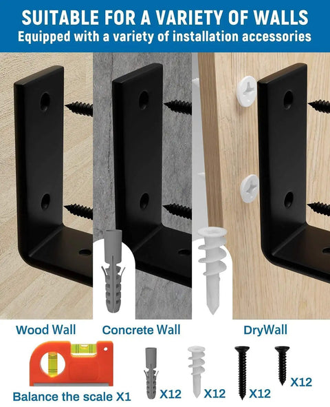 Heavy Duty Steel Floating Shelf Brackets Half Dozen Pack Hella Sturdy Design Fits 7.25 Inch Lumber Boards With Slick Matte Coating And No Sweat Assembly For Your Dream Home Decor Project