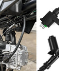 Race Ready Ignition Coil With Two Spark Plug Wires Replacement Kit for 50cc 80cc 90cc 125cc and 150cc engines installed in scooter