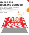Fire Extinguisher Inside Sign Stickers 10 Pack 5 By 4 Inches Self Adhesive Vinyl Reflective UV Resistant Waterproof