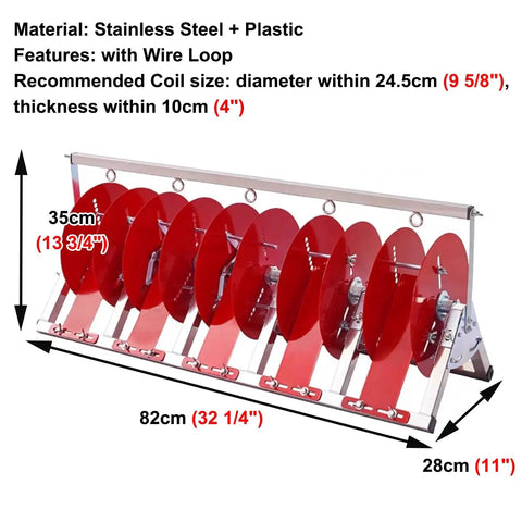 Multi Reel Electrical Wire Dispenser With Plastic Spool And Foldable Portable Cable Caddy in red, 5 Reel Capacity