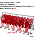 Collapsible Wire Spool Rack Cable Caddy with stainless steel frame holding multiple red spools, portable wire organizer stand