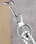 Safe Tie Ring For Horses, Humane Quick Release Tie Ring With Eye Bolt attached to wood with rope