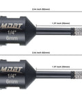 Two vacuum-brazed diamond core drill bits, 1/4 in (6 mm) diameter, 5/8-11 thread; side view for angle grinders.