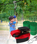Backyard Zip Line Kit For Teens And Kids, Heavy Duty Outdoor Zip Line Set with child using equipment in a park setting