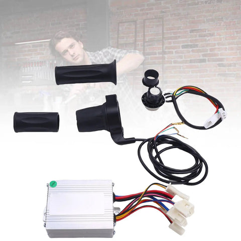 500W Brushed Motor Speed Controller Kit With Aluminum Alloy Throttle Grip Set For Electric Bikes Trikes And Motorcycles 12V Compatible Easy Install Today, showing components