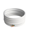 Coiled Budget Friendly 500ft 22 AWG 4 Conductor Alarm Cable CCA Shielded Wire for low voltage systems, white jacket visible.