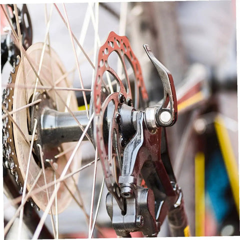 Mechanical Bike Disc Brake Kit Front And Rear Upgrade With 160mm Rotors, Forged Aluminum Calipers, detailed view of rear caliper.
