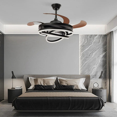 42 Inch Ceiling Fan with Light for Living Room, Bedroom, Remote Control, modern design in a stylish bedroom.
