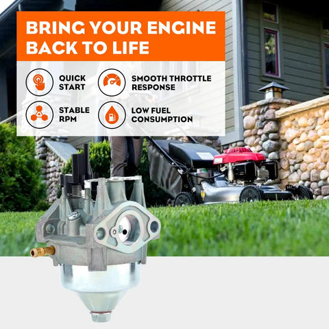 Auto Choke Carburetor And Air Filter Kit For Honda GCV160 Engines with lawn mower in background