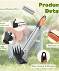 Two Pack 2 In One Weed Puller Tool Set 17 Inch detail view with stainless handle, anti-slip grip, and cast steel head.