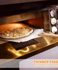 12 x 14 inch aluminum pizza peel with wooden turning handle used to slide pizza into oven
