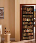 Peel And Stick Vinyl Door Decals Set Of 2 Sheets For Full Door Coverage, bookshelf design on interior door, easy install on smooth surfaces