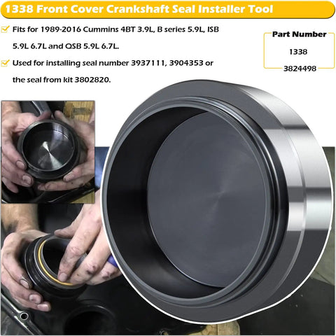 Pro Grade Front And Rear Crankshaft Seal And Wear Sleeve Remover And Installer Tool Set For 3.9L 5.9L 6.7L Diesel Engines Fits ISB 5.9L 6.7L 4BT Paccar PX6 Replaces OEM 3164660 1338 5046