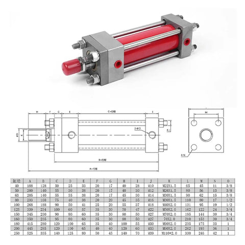 Heavy-Duty Pull Rod Hydraulic Cylinder HOB100 Series With Variants From HOB100X50 To HOB100X1400, one-color metal finish