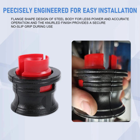 Close-up of Must-Have 14-Piece Universal Fork Seal Driver Tool Kit with red and black adapter for precise installation on bikes.