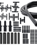 Six Piece Five Foot Silicone Vacuum Hose Kit For Your Ride, Includes Sixty Four Connectors, Hoses In One Eighth Inch, Five Thirty Seconds Inch, Three Sixteenths Inch, One Quarter Inch, Five Sixteenths Inch, And Three Eighths Inch ID, 100 PSI Auto Vacuum shown with connectors and coiled hoses