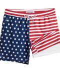 2 In 1 Mens Swim Trunks With Built In Compression Liner For Support 7 Inch Board Shorts American Flag Design Quick Dry