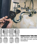 4Pack 304 Stainless Steel Compression Fittings Straight Double Ferrule Tube Adapter 1/8Inch To 1/4Inch Pipe Reducer Connector in use with a wrench