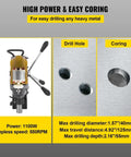 Super Heavy Duty Magnetic Drill Press Electric Bench Rig 1200W For Steel Structure Engineering, features drill hole specs and operation tips.