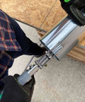 Action shot of Five Blade Sheet Metal Crimping Tool With Soft Grip Handles And Safety Lock used on ductwork
