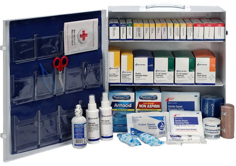 ANSI B Plus And OSHA Compliant 676 Piece First Aid Kit For 100 To 150 People Worksite Ready Wall Mount Cabinet With Emergency Medical Supplies For Businesses And Large Offices