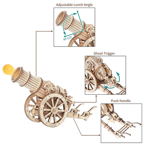 3D Wooden Puzzle Catapult Kit For Adults And Teens, DIY STEM Model Building Toy, Educational Wooden Cannon Project That Fires Ping Pong Balls, Hands On Mechanical Challenge For Fun And Learning, adjustable wooden catapult