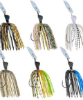 Weedless Bass Jig With Bladed Vibration Tech For Pike Walleye Muskie Six Color Lures Set, Three Eighths Of An Ounce Each