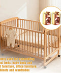 Wooden crib with hanging baby outfit, featuring 10 Piece M6 Barrel Nut Set Slotted Barrel Cross Dowel Nuts for furniture assembly.