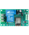 One Channel ESP8266 WiFi Relay Board With ESP 12F 30A Relay And Optocoupler Isolation For Smart Home Wireless Control Development Module Perfect For Remote Automation Powered By DC 7 To 28 V Or 5 V Supply. Green PCB with 30A relay and screw terminals