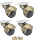 Antique Gold 1.5 Inch Swivel Furniture Caster Wheels With Screws Set Of 4, 40mm Ball Wheels, Top Plate 38x38mm, ideal for sofas and carts.
