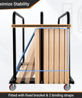Heavy Duty Steel Panel Cart For Drywall And Lumber, 1800 Lbs Capacity With 5 Inch PU Swivel Wheels loaded with wooden panels